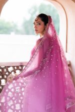 Naqshi | 3 Piece Light & Dark Tone of Lilac Organza luxury pret – Shams | Ready To Wear - Image 4
