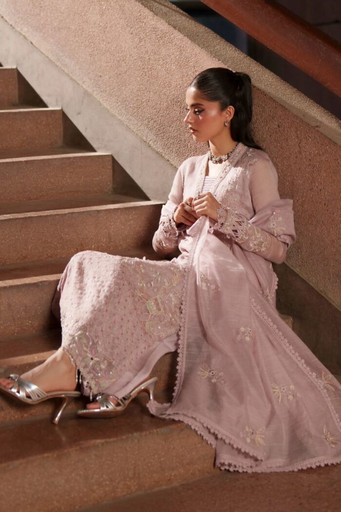 Naqshi | 3 Piece Lilac Khadi Net luxury pret – Anahi | Ready To Wear - Image 4