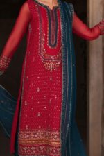 Naqshi | 3 Piece Shocking Pink & Zinc Crinkle Chiffon  luxury pret – Shazim | Ready To Wear - Image 4