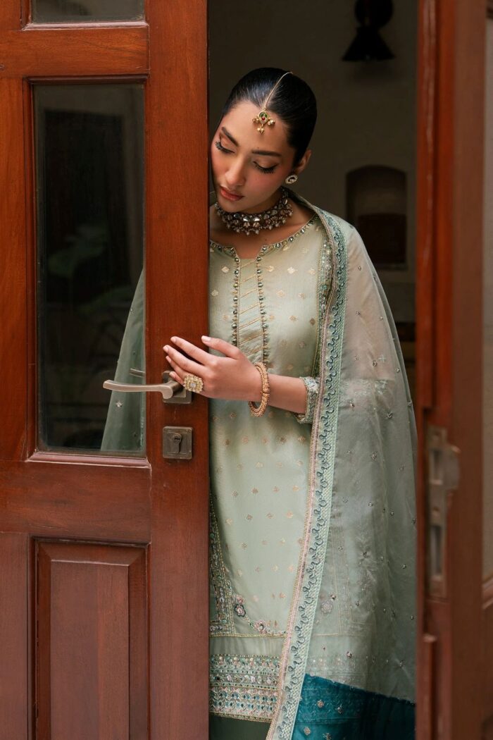 Naqshi | 3 Piece Aqua Organza Sharara – Amani| Ready To Wear - Image 4