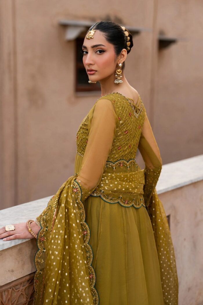Naqshi | 3 Piece Mustard Organza luxury pret – Lehr | Ready To Wear - Image 3