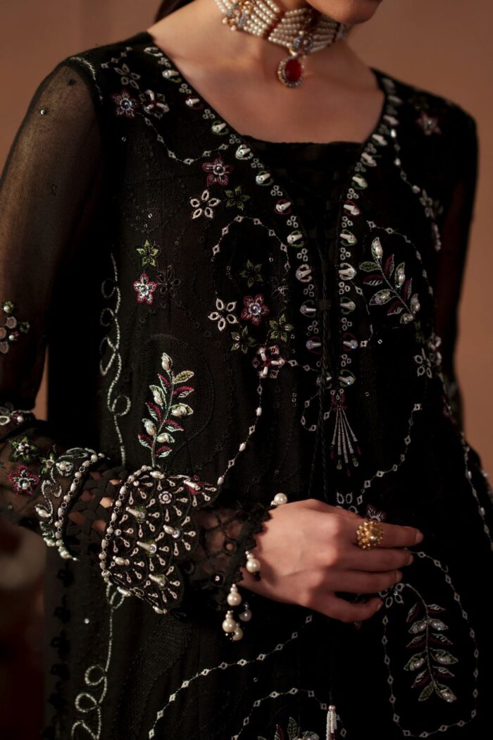Naqshi | 3 Piece Black Khadi Net luxury pret – Zeya | Ready To Wear - Image 3