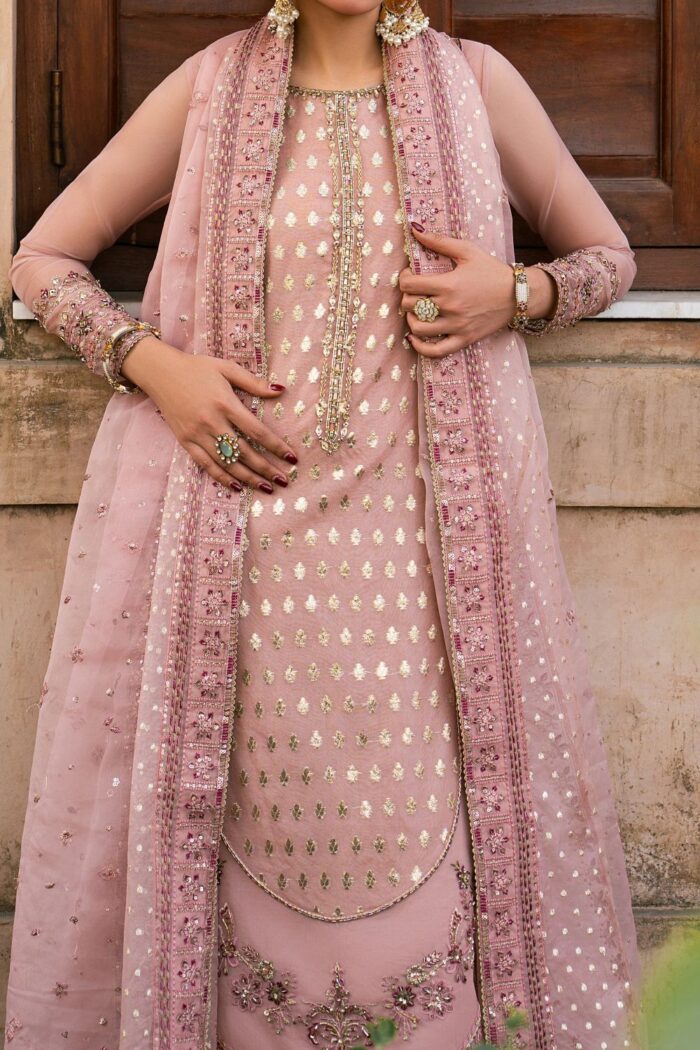 Naqshi | 3 Piece Peach Organza luxury pret – Faris | Ready To Wear - Image 4