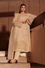 Naqshi | 3 Piece Peach Khadi Net luxury pret – Beatriz  | Ready To Wear - Image 2