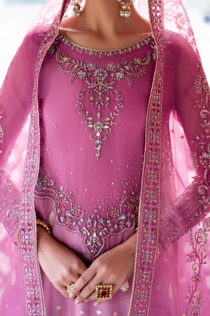 Naqshi | 3 Piece Light & Dark Tone of Lilac Organza luxury pret – Shams | Ready To Wear - Image 5