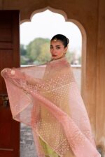 Naqshi | 3 Piece Pistachio & Tea Pink Sharara – Zaraan | Ready To Wear - Image 3