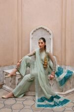 Naqshi | 3 Piece Aqua Organza Sharara – Amani| Ready To Wear - Image 3