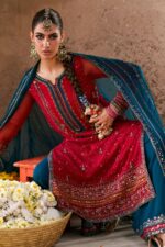 Naqshi | 3 Piece Shocking Pink & Zinc Crinkle Chiffon  luxury pret – Shazim | Ready To Wear - Image 3