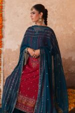 Naqshi | 3 Piece Shocking Pink & Zinc Crinkle Chiffon  luxury pret – Shazim | Ready To Wear - Image 2