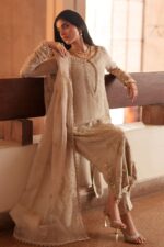 Naqshi | 3 Piece Dusty Beige  Khadi Net luxury pret – Minera | Ready To Wear - Image 5