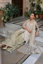 Naqshi | 3 Piece Skin + Pistachio Organza luxury pret – Saaz | Ready To Wear - Image 2