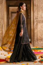 Naqshi | 3 Piece Black & Brown  Crinkle Chiffon luxury pret – Irra  | Ready To Wear - Image 4