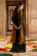 Naqshi | 3 Piece Black & Brown  Crinkle Chiffon luxury pret – Irra  | Ready To Wear - Image 3