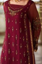 Naqshi | 3 Piece  Plum Crinkle Chiffon luxury pret – Anfa | Ready To Wear - Image 4
