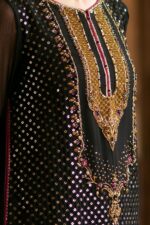 Naqshi | 3 Piece Black & Brown  Crinkle Chiffon luxury pret – Irra  | Ready To Wear - Image 2