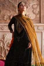 Naqshi | 3 Piece Black & Brown  Crinkle Chiffon luxury pret – Irra  | Ready To Wear - Image 6