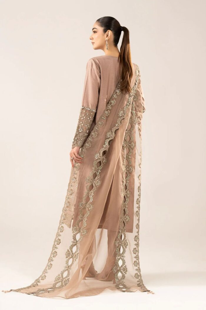 MARIA.B | 3 Piece Embroidered  Raw Silk Suit -SSF-EF26-08-Maroon | Ready To Wear - Image 2