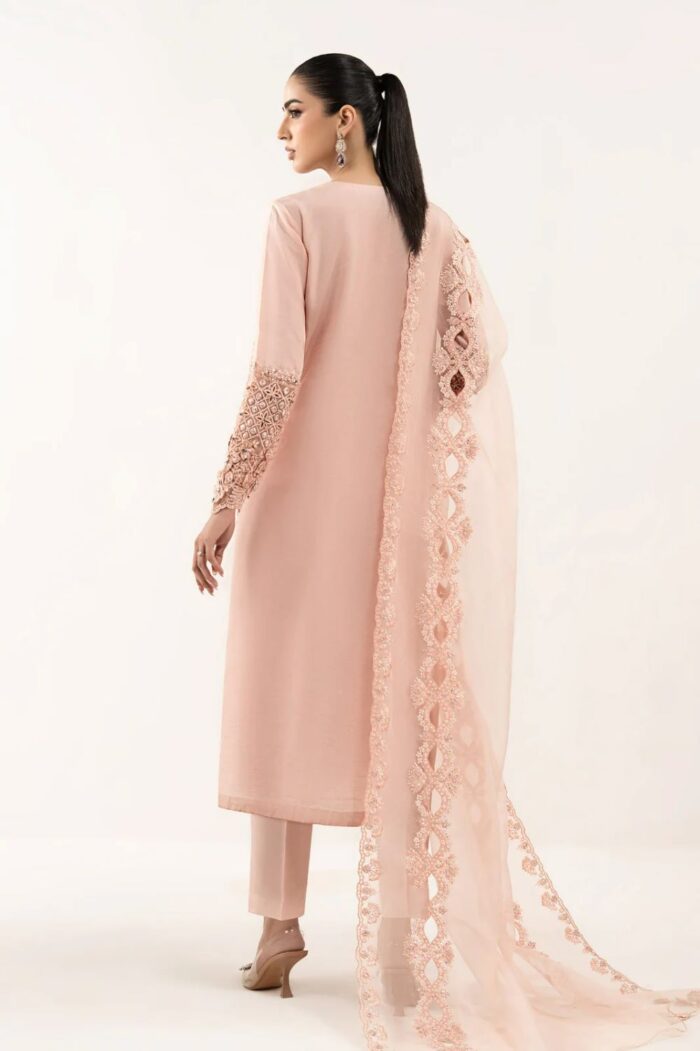 MARIA.B | 3 Piece Embroidered  Raw Silk Suit -SF-EF26-26-Pink | Ready To Wear - Image 2