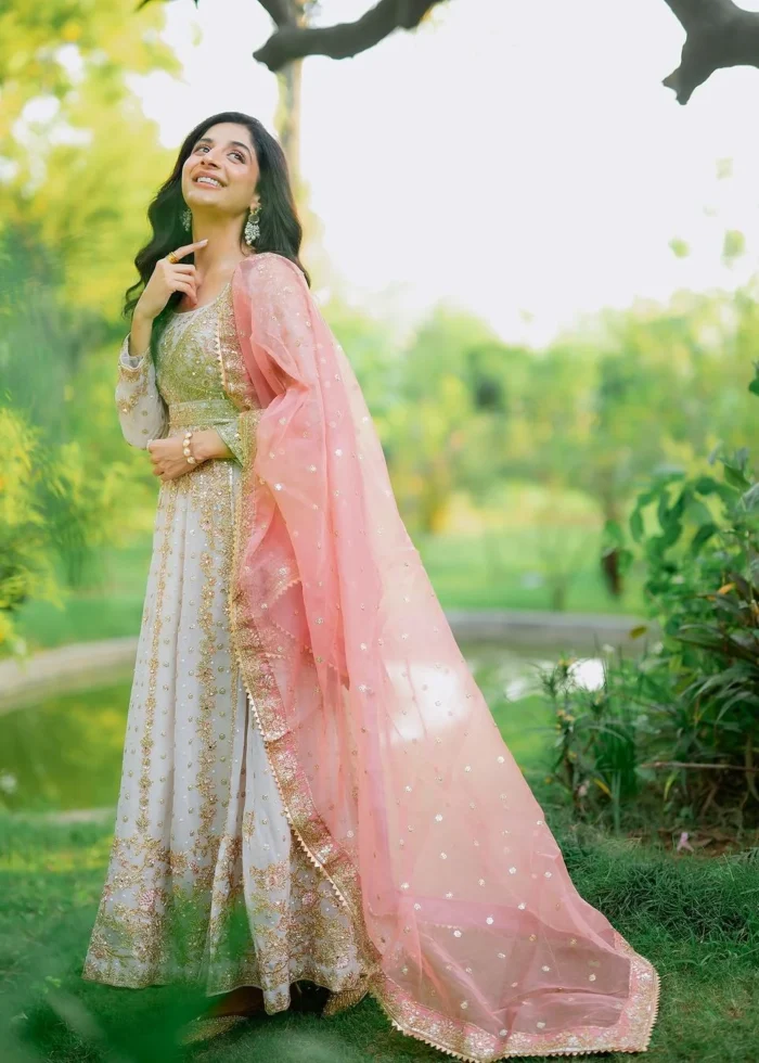 Haseens Official | 3 Piece Embroidered Long angrakha - Hooriya | Ready To Wear - Image 2