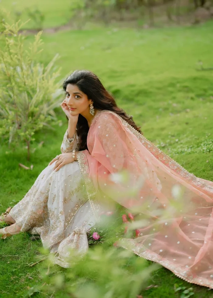 Haseens Official | 3 Piece Embroidered Long angrakha - Hooriya | Ready To Wear - Image 4
