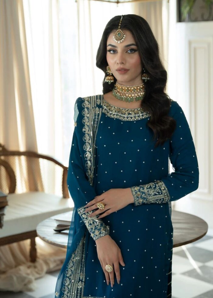 Haseens Official | 3 Piece Embroidered Wide-leg gharara - Deeya  | Ready To Wear - Image 5