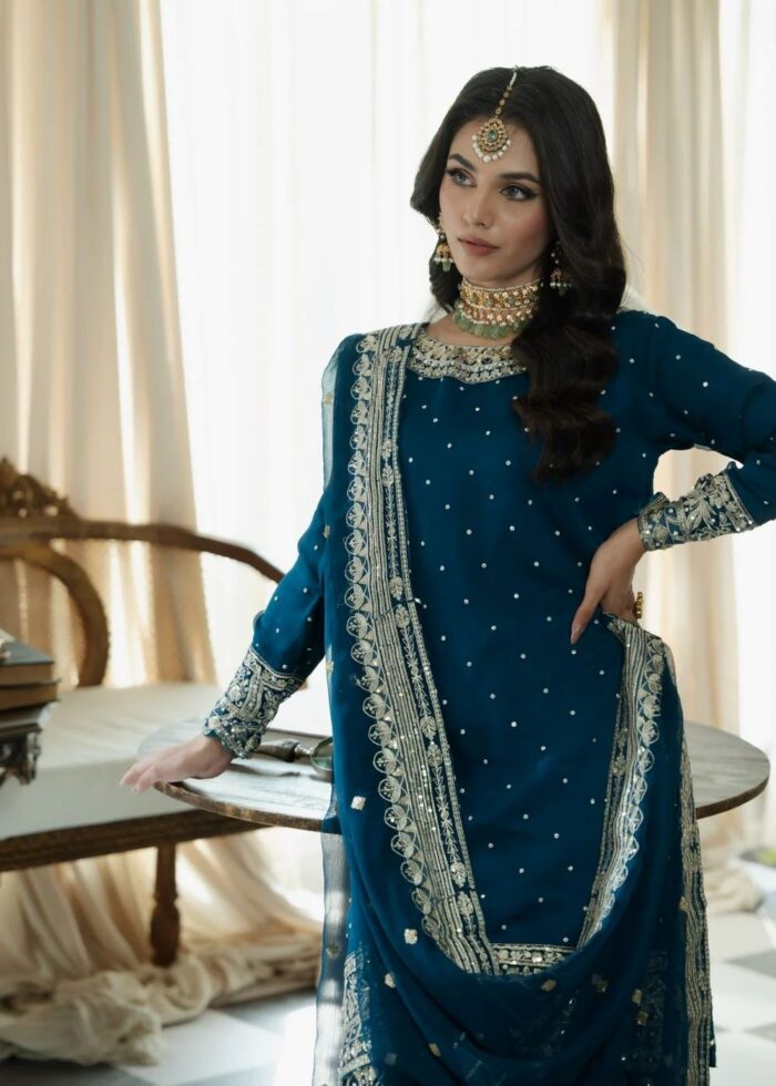 Haseens Official | 3 Piece Embroidered Wide-leg gharara - Deeya  | Ready To Wear - Image 4