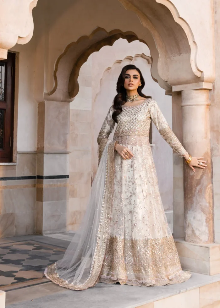 Haseens Official | 3 Piece Embroidered Flared pishwas - Sabeen | Ready To Wear - Image 4