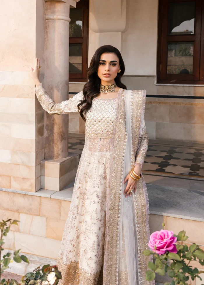 Haseens Official | 3 Piece Embroidered Flared pishwas - Sabeen | Ready To Wear - Image 6