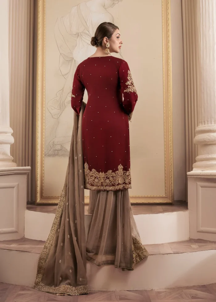 Haseens Official | 3 Piece Embroidered 	Flared gharara - Zarmina | Ready To Wear - Image 2