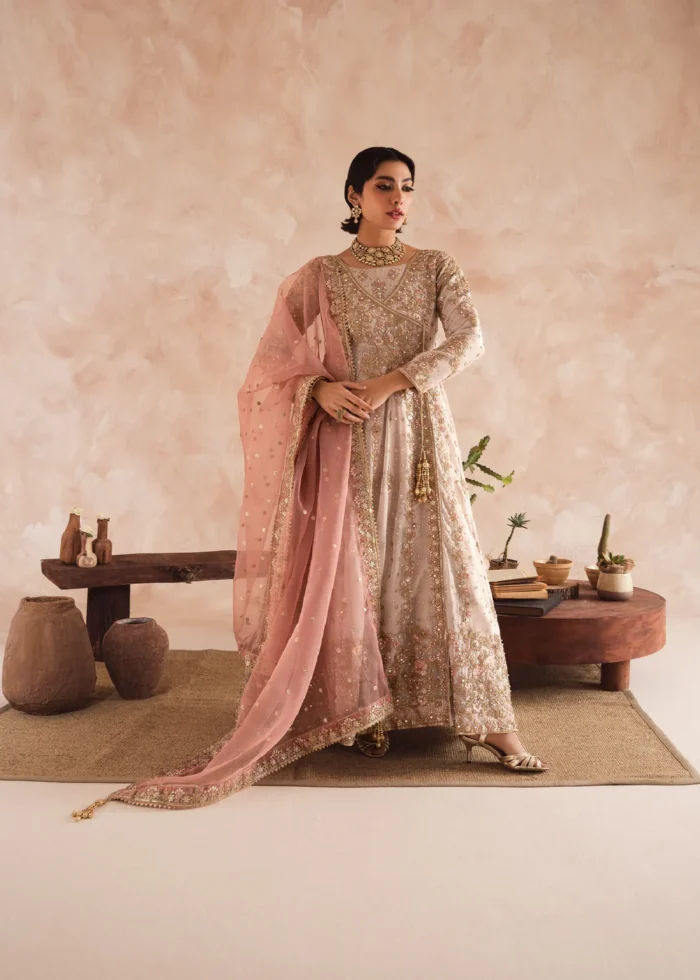 Haseens Official | 3 Piece Embroidered Long angrakha - Hooriya | Ready To Wear - Image 6