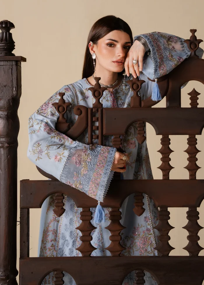 Haseens Official | 3 Piece Embroidered Straight kurta  - Mehza | Ready To Wear - Image 6