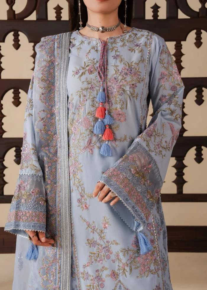 Haseens Official | 3 Piece Embroidered Straight kurta  - Mehza | Ready To Wear - Image 4