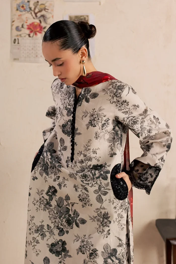 Vanya | 3 Piece Dobby Lawn/Cambric/Poly Chiffon -SM-028 | Ready To Wear - Image 7