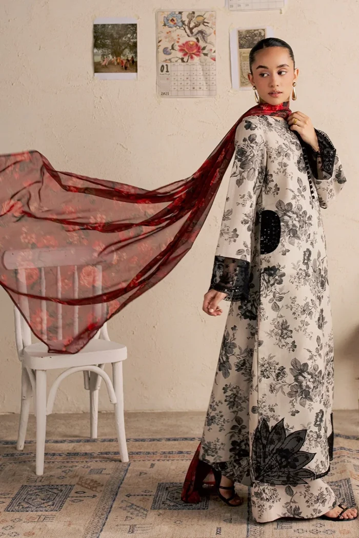 Vanya | 3 Piece Dobby Lawn/Cambric/Poly Chiffon -SM-028 | Ready To Wear - Image 6