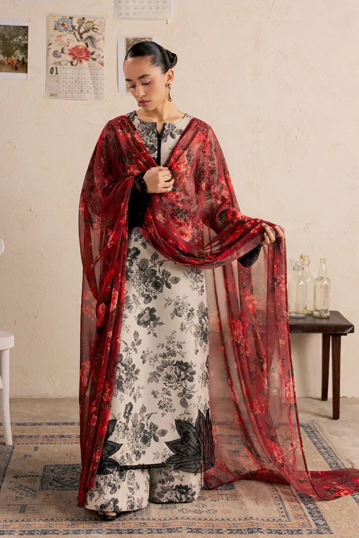 Vanya | 3 Piece Dobby Lawn/Cambric/Poly Chiffon -SM-028 | Ready To Wear - Image 2
