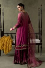 MARIA.B | 3 Piece Embroidered Raw Silk Suit - SF-EA26-26-Pink | Ready To Wear - Image 5