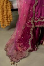 MARIA.B | 3 Piece Embroidered Raw Silk Suit - SF-EA26-26-Pink | Ready To Wear - Image 9