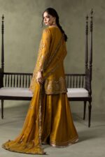 MARIA.B | 3 Piece Embroidered Net Suit - SF-W26-111-Mustard | Ready To Wear - Image 4