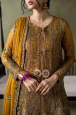 MARIA.B | 3 Piece Embroidered Net Suit - SF-W26-111-Mustard | Ready To Wear - Image 7
