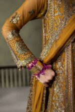 MARIA.B | 3 Piece Embroidered Net Suit - SF-W26-111-Mustard | Ready To Wear - Image 8