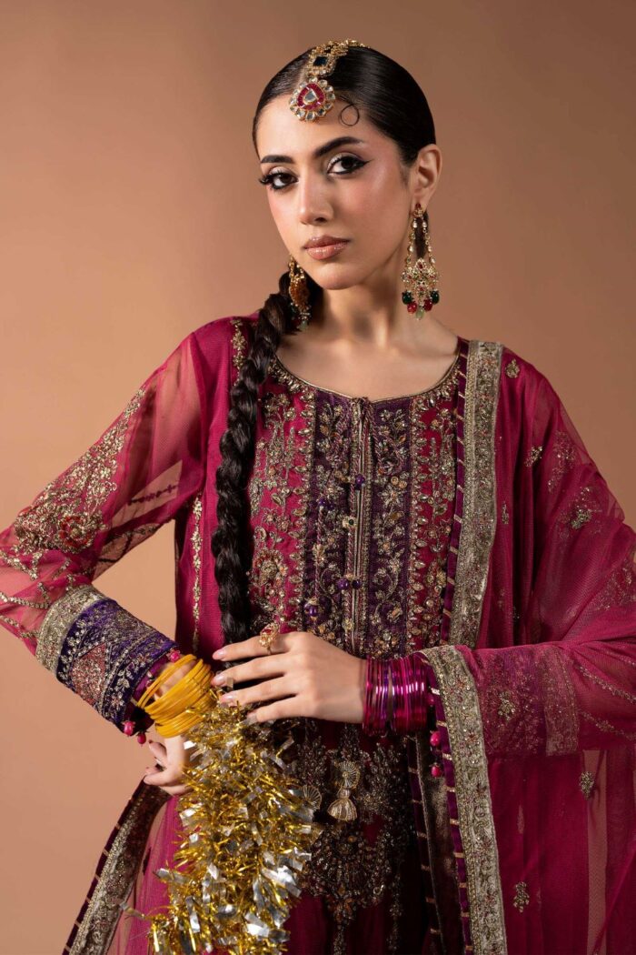 MARIA.B | 3 Piece Embroidered Net Suit - SF-W26-33-Pink | Ready To Wear - Image 5
