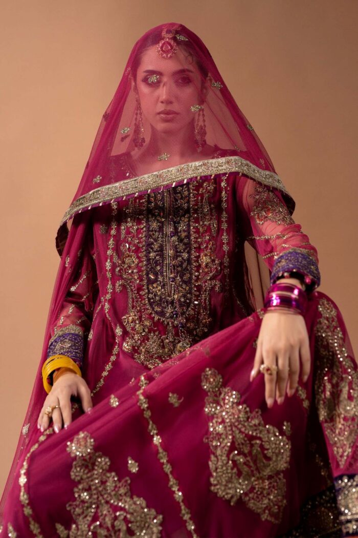 MARIA.B | 3 Piece Embroidered Net Suit - SF-W26-33-Pink | Ready To Wear - Image 6