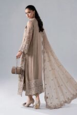 MARIA.B | 3 Piece Embroidered Chiffon Suit - SF-PF26-05-Coffee | Ready To Wear - Image 4