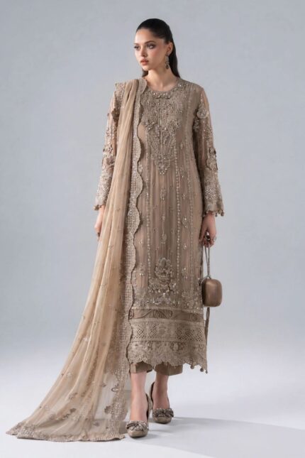 3 Piece Embroidered Chiffon Suit
