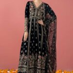 3 Piece Embroidered Velvet Suit
