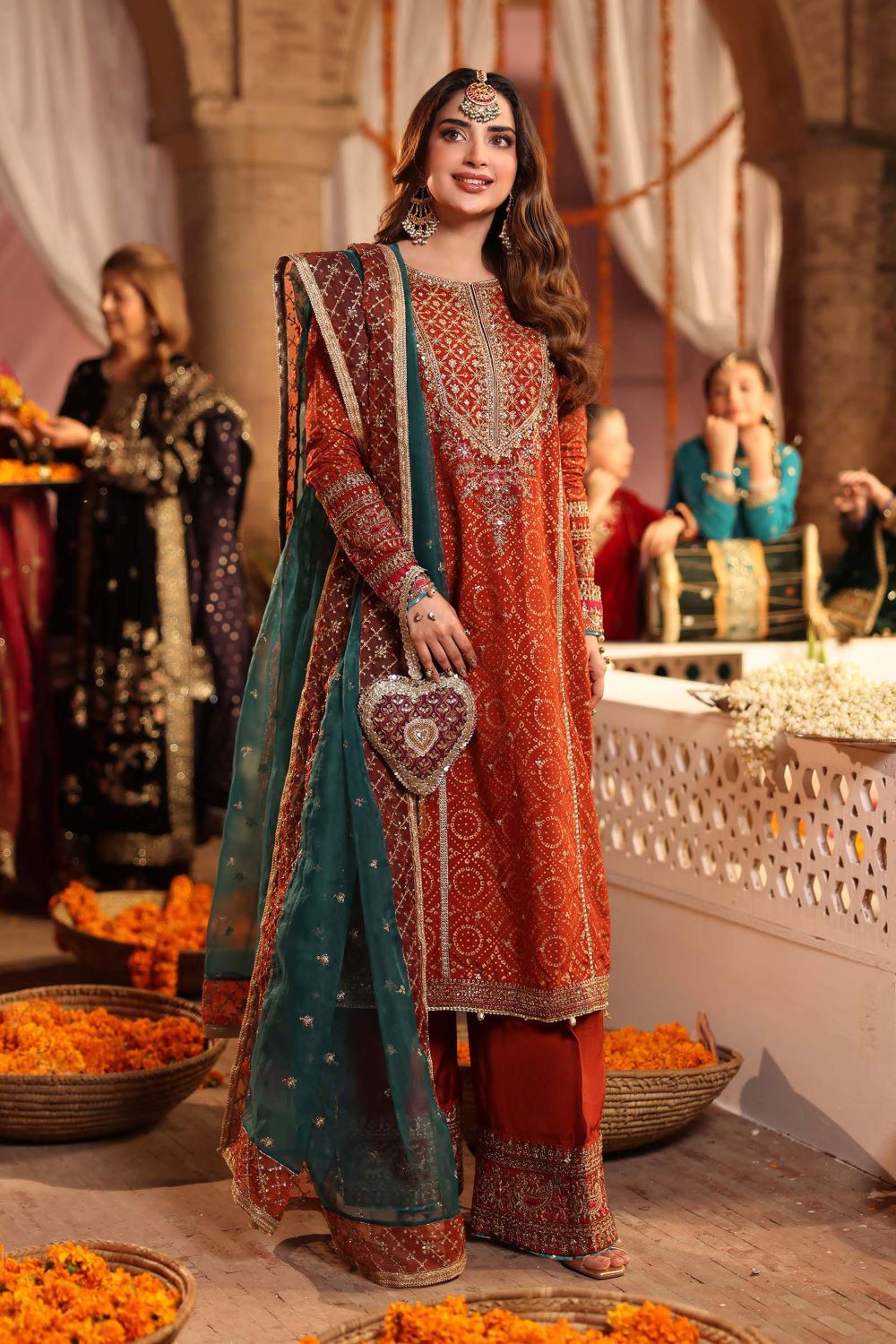 SF-W25-08R1-Rust Pakistani Luxury Formal Wedding dresses online