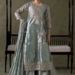 3 Piece Embroidered Zari Tissue Suit