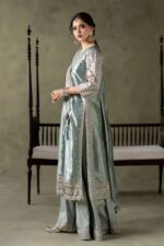 MARIA.B | 3 Piece Embroidered Zari Tissue Suit - SF-W26-113-Light Blue | Ready To Wear - Image 4