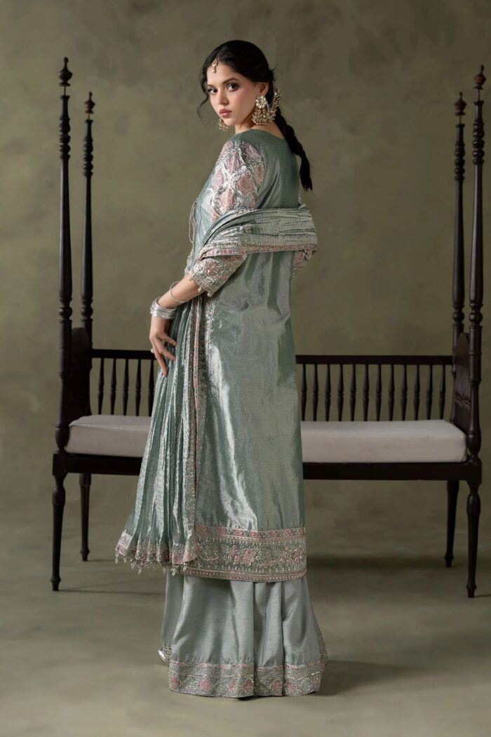 MARIA.B | 3 Piece Embroidered Zari Tissue Suit - SF-W26-113-Light Blue | Ready To Wear - Image 6