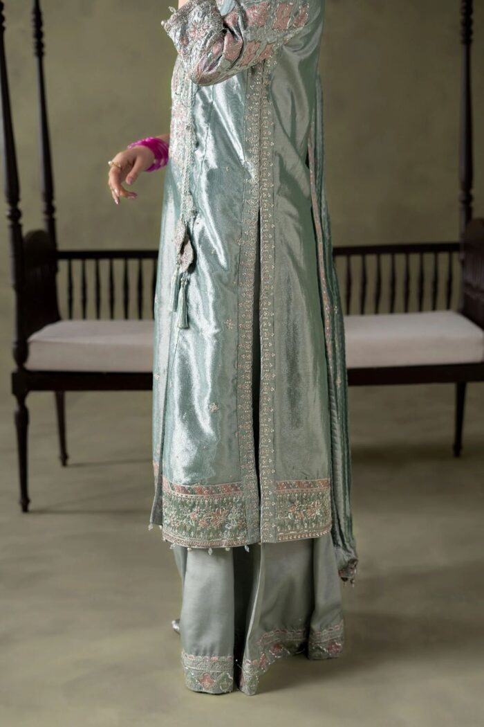 MARIA.B | 3 Piece Embroidered Zari Tissue Suit - SF-W26-113-Light Blue | Ready To Wear - Image 7